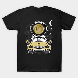 Astronaut Car Dogecoin DOGE Coin To The Moon Crypto Token Cryptocurrency Wallet Birthday Gift For Men Women Kids T-Shirt